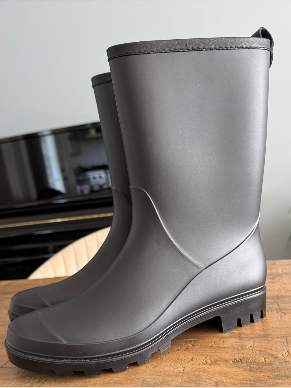 Matte Black Mid-Calf Rain Boots size 38 new